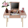 Modern Dressing Table Stool Set Jewelry Makeup Desk With Mirror & Drawer Bedroom
