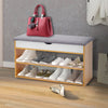 Wooden Ottoman Shoes Storage Rack Bench Padded Grey Seat Cabinet Cupboard Stand