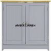 Under Sink Bamboo Bathroom Cabinet Free Standing Basin Cupboard With Grey Shelf
