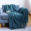 100% Acrylic Knit Throw Blanket Warm Decor Blanket with Tassels for Couch Bed