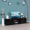 Modern 160cm TV Unit Cabinet Stand High Gloss Doors with LED Lights Black