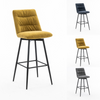 EVA VELVET BREAKFAST BAR STOOL SWIVEL PADDED SEAT METAL LEGS KITCHEN SET OF 2