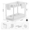 Mondeer 2 Tiers Under Sink Storage Shelf Organizer Rack 4 Hooks and 2 Cups White