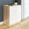 Home High Gloss Chest Of 4 Drawers Bedroom Furniture White&Oak Storage Cabinet