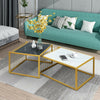 Set of 2 Nesting Coffee Table Modern Side End Table Set Metal Home Living Room