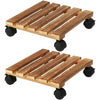 2 Pack Vintage Style Wooden Plant Pot Caddy Garden Planter Trolley Stand 30cm
