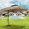 Garden Parasol Banana Cantilever Umbrella Crank Sun Shade Patio Outdoor W/ Base
