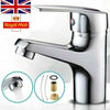 UK Modern Bathroom Taps Basin Sink Mono Mixer Chrome Cloakroom Tap with 2 Hoses