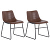 2PCS Faux Leather Dining Chairs Kitchen Dining Room Chair Industrial Metal Frame