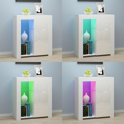 Modern Cabinet Cupboard sideboard - Matt Body and High Gloss Doors RGB LED Light