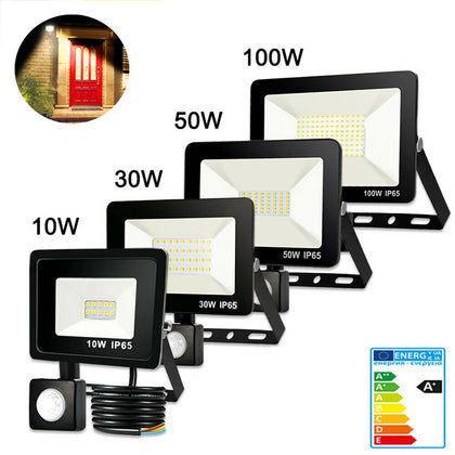LED Floodlight PIR Sensor Motion 10-100W Outdoor Security Waterproof Flood Light