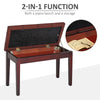 Two Person Lift Top Piano Storage Bench Faux Leather Stool Birchwood