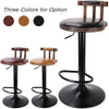 2 x Vintage Bar Stools Round Leather Seat Swivel High Leg Lifting Elegant Backed
