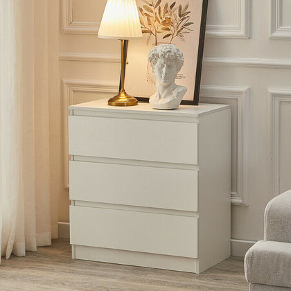 3 Drawers Cabinet Chest of Drawers Side End Table Wood White Living Room