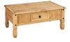 Corona Coffee Table 1 Drawer Solid Wood Occasional Table, Mexican Pine