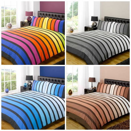 Soho Striped Duvet Cover Sets Bedding For Boys Mens Kids Bed 3 colours available
