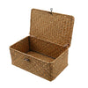 Set of 3 Storage Basket Organiser Box With Lid Hamper Seaweed Resin Woven Home