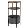 Coffee Table Round End Table 3 Tier Side Table Bedside Table with Storage Basket