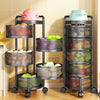 6 Tier Kitchen Rotating Storage Trolley Cart Utility Vegetable Mobile Shelf Rack