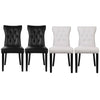 2/4x Faux Leather Diamond Button High Wing Back Dining Room Chairs Wood Leg Cafe