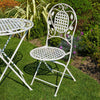 Grey Bistro Set Outdoor Patio Garden Furniture Table and 2 Chairs Metal Frame