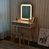 White Dressing Table Makeup Vanity Padded Stool Set LED Light Adjustable Mirror