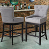 High Bar Stool Studs Linen Fabric Breakfast Kitchen Counter Chair Seat Barstool