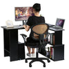 Black Corner L-Shape Computer Desk PC Laptop Table Home Office Study Writing