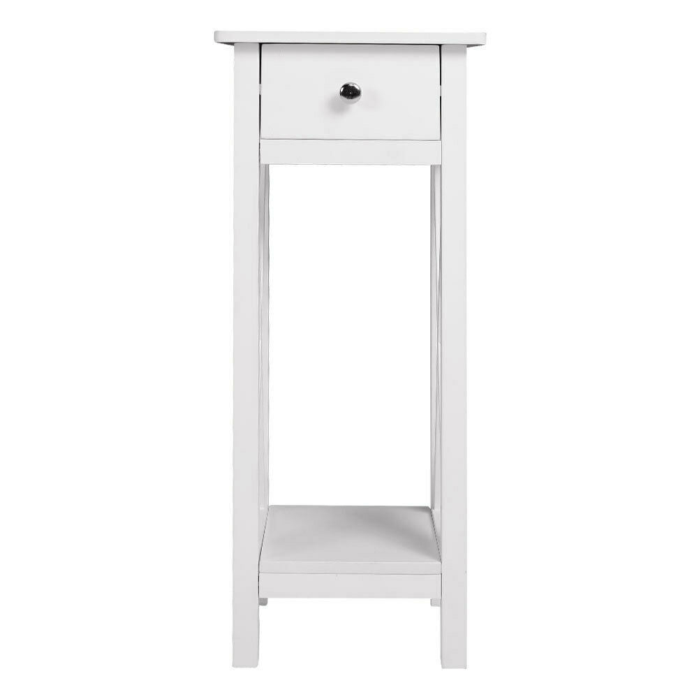 White Telephone Lamp Table Small Console Table With Drawer Shelf Corner Storage
