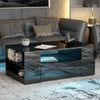 Modern High Gloss Coffee Table With Storage Drawers RGB LED Living Room Wooden