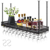 Ceiling-Mounted Bar Wine Rack Wine Glass Hanging Rack 46.9x13in Black
