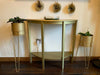 Wooden Half Moon Round Hallway Entrance Console Table Furniture In Gold & White