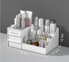 White Desk Cosmetic Organiser Lipstick Brush Holder Makeup Storage Case +2 Draws