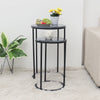 Marble Effect Sofa Side End Table Small Round Coffee Table Metal Leg Black Gold