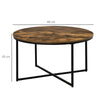 Rustic Round Coffee Table Industrial Style Furniture Metal Side End Vintage Unit