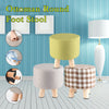 Luxury Padded Wooden Footstool Round Stool Wooden 4 Legs Living Room Bedroom UK