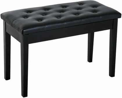 Luxury Black Faux Leather Piano Keyboard Stool Bench Seat with Storage Brand New