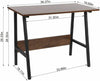 Industrial Office Desk Computer Table PC Stand Brown Wooden Black Metal Frame