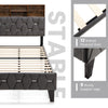 Single Size Bed Frame Upholstered Platform Bed Slat Support W/ Storage Headboard