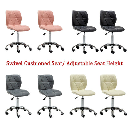 Lady /Girl Small Swivel PU Cushioned Computer Desk Office Chair Chrome Legs Lift