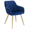 1x Kitchen Dining Chair Lounge Living Room Corner Chair with Velvet Steel Legs