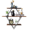 3 Tiers Diamond Floating Shelf Wall Mounted Storage Shelving Vintage Wooden Rack