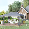 3 x 4m Aluminium Gazebo w/ 2 Tiers Roof Patio Garden Party Tent Grey