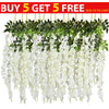 Artificial Hanging Wisteria Ivy Fake Silk Flower Vine Home Wedding Garden Decor