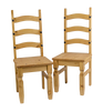 Corona Dining Chairs x 2 Slat Back Mexican Pine
