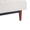 Angle Adjustale Beige Velvet Sofa Bed 3 Seater Click Clack Bed Settee Wooden Leg
