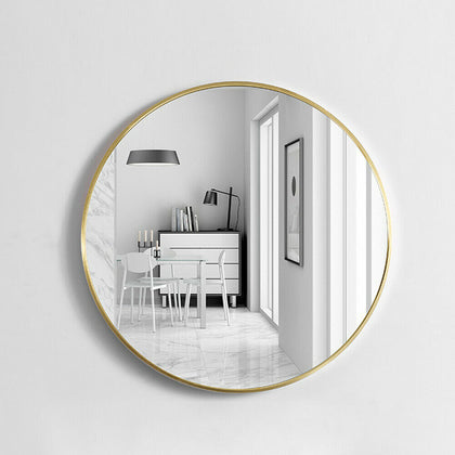 Large Industrial Round Wall Mirror Glass Wall Metal Frame Bathroom Decor 50cm