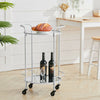 Industrial Drinks Trolley Glass & Metal Cart Vintage Serving Shelf Kitchen Table