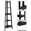 5 Tier Ladder Corner Bookcase Shelving Storage Rack Display Organiser Black