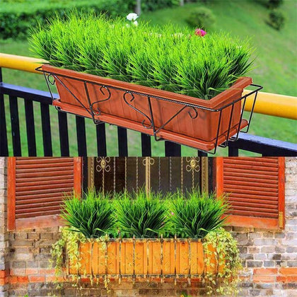 8 Bundles Artificial Outdoor Plants Fake Plastic Greenery Shrubs Wheat Grass UK